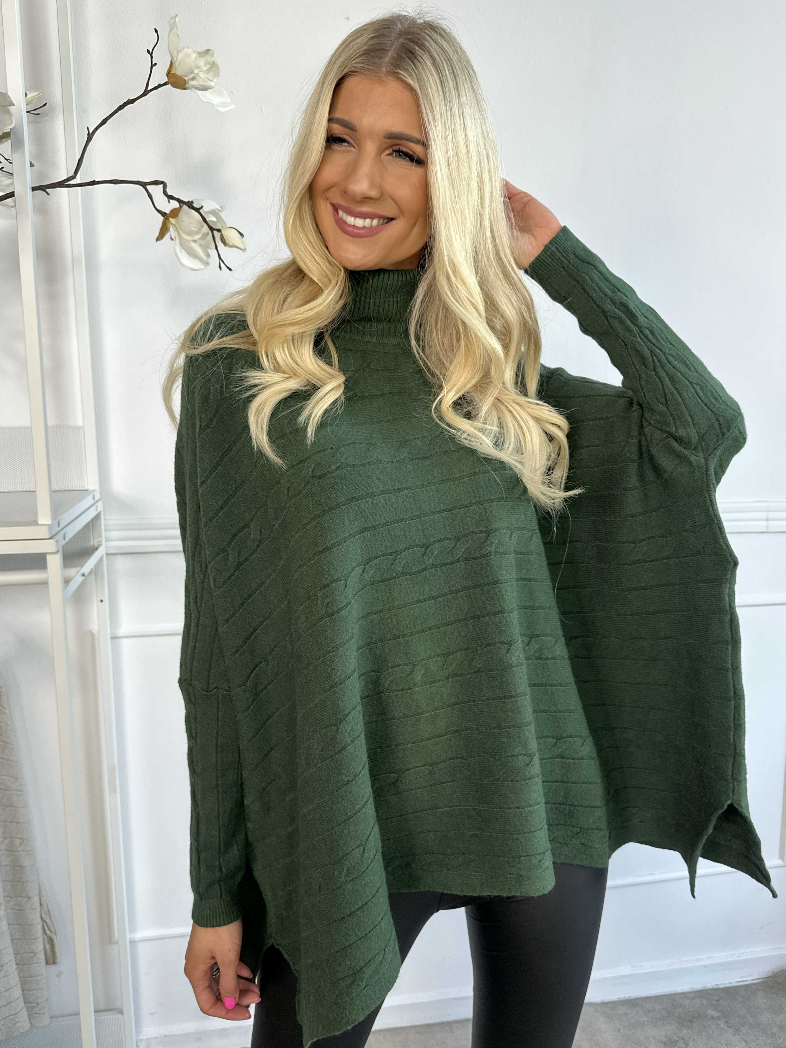 Diamond - Söt mjuk elastisk stickad tröja med polokrage